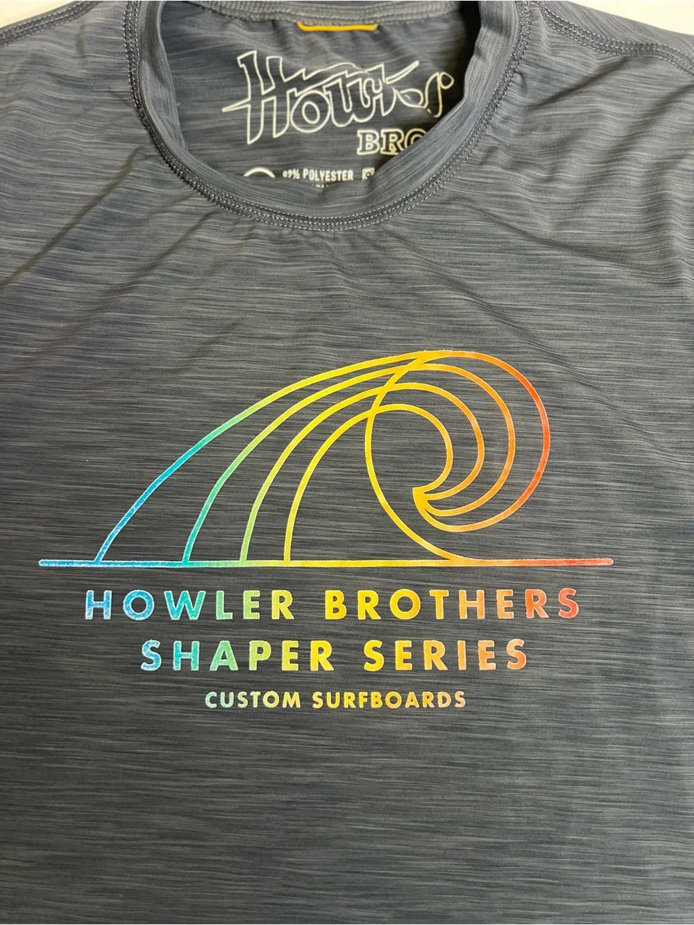 Howler Brothers Men’s Black Swim Performance Shirt with Rainbow Wave Graphic -S